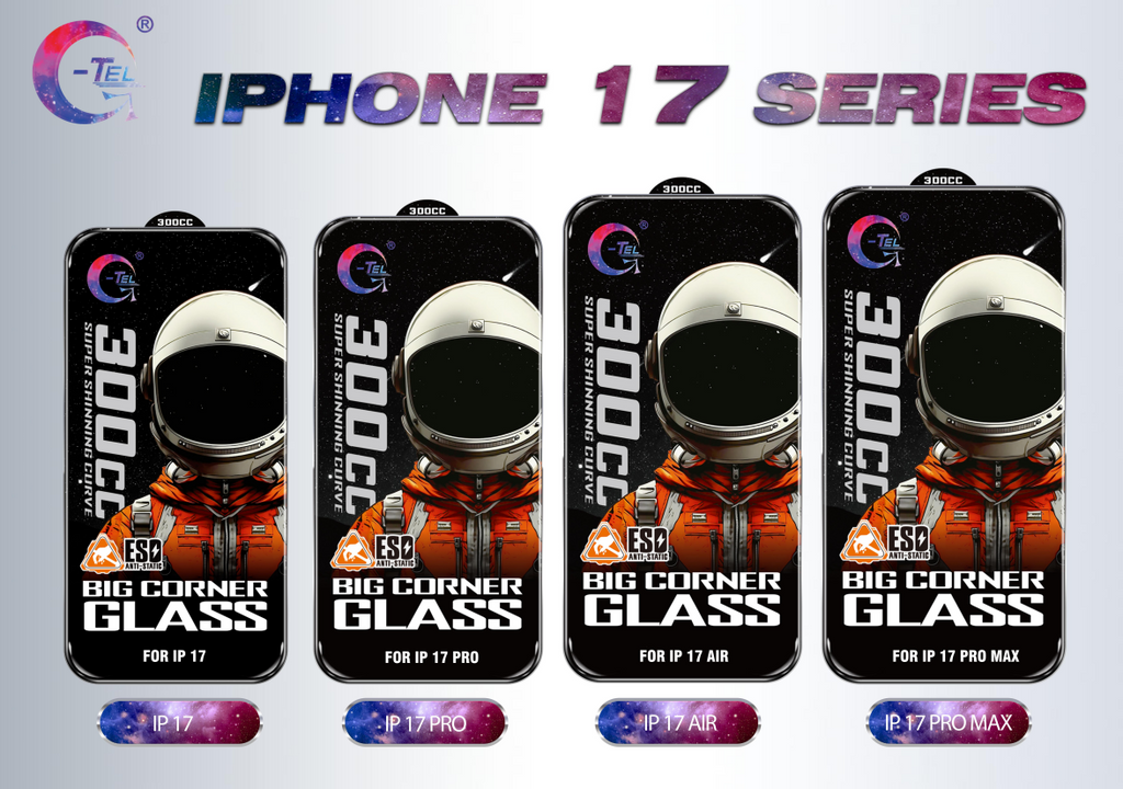 300CC Screen Protector for iPhone 17 Series – Ultra-Curved Glass by G-Tel Glass Factory